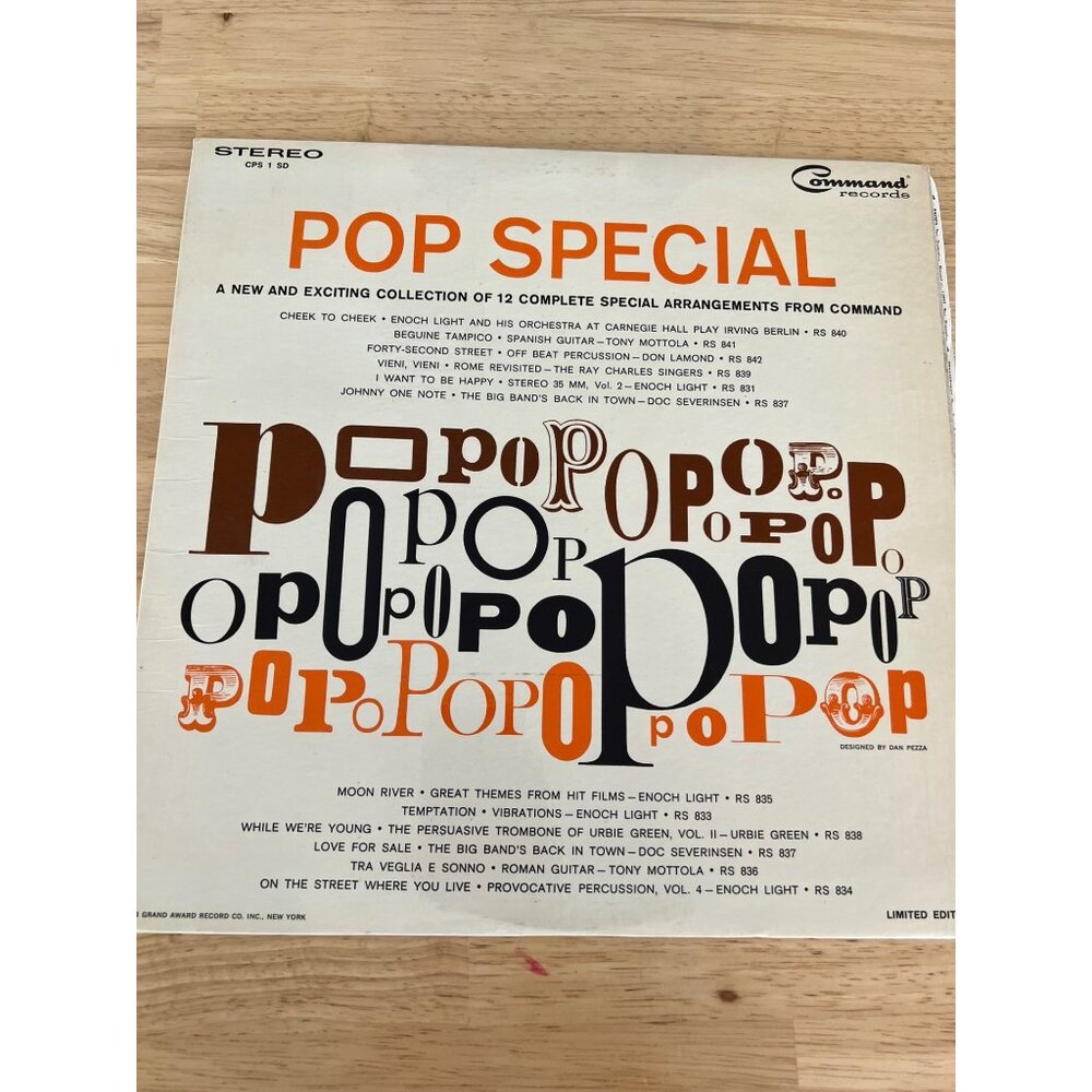 Command Records Pop Special Vinyl LP Record CPS 1-S.D. Vintage Album